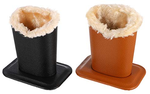 Cabilock 2 Stück Desktop Brillenhalter Steht mit Weichem Plüsch Futter Organizer Fall Brille Stift Pinsel Tasse für Schreibtische Nachttische Gelb Schwarz