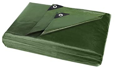 ANSIO Tarpaulin 3m x 3m Water-resistant 260 GSM Tarp - Green | Multipurpose Groundsheet, Cover for Camping, Garden, Storage, DIY Projects with UV Protection, Weatherproof & Frost-Resistant