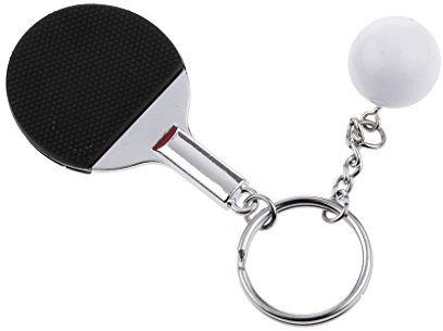 Generic Kreativer Tischtennis Tischtennisschläger mit Ballanhänger Sportschlüsselring Schlüsselanhänger - Schwarz