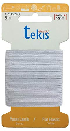 Tekiş Elastic 10mm Buntes Gummiband 5m Fachgummi nähen nähzubehör (weiß)