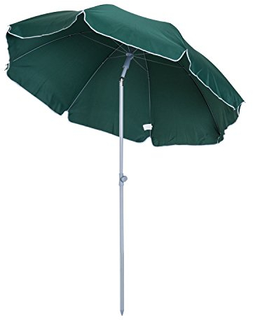 Outsunny Sombrilla de Playa Diámetro de Ø202 cm con Techo Inclinable Poste Desmontable y Pincho Inferior para Jardín Verde