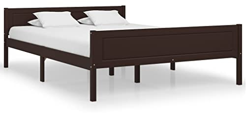 vidaXL Kiefernholz Massivholzbett Bettgestell Holzbett Futonbett Bett Doppelbett Bettrahmen mit Lattenrost Schlafzimmerbett Dunkelbraun 140x200cm