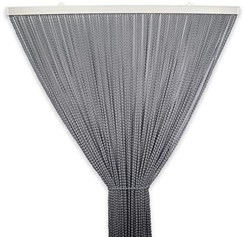Tata Home Tenda Antimosche Catenelle Perline di Stoffa Morbide per Porta Finestra Moschiera a Pannello Susy 100x220 cm Colore Grigio