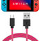 TALK WORKS USB C Charger Cable for Nintendo Switch/Lite + Switch OLED & Pro Controller - 6ft Nylon Braided USB Type C Charging Cable - Pink & Green Mix