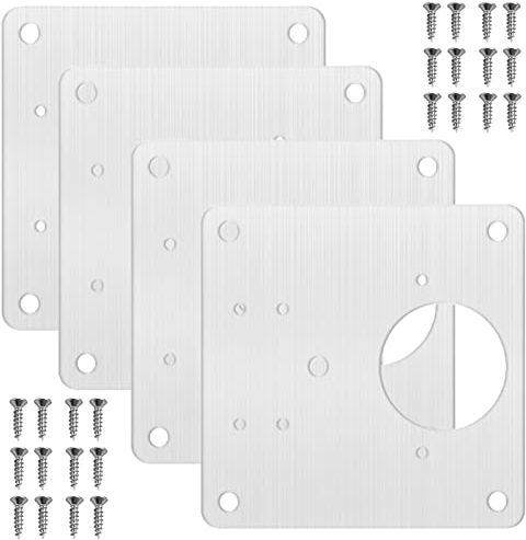4 Pezzi Piastra di Riparazione per Cerniere,Piastra di Riparazione della Cerniera Armadio in Acciaio Inossidabile con Viti di Montaggio, per Armadio/Ante/Mobili