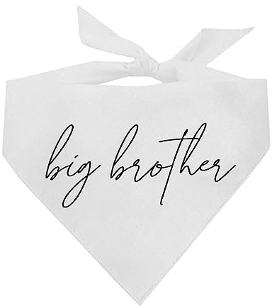 Big Brother Script Boho Hundehalstuch, 100 % Baumwolle, Dreiecksform, Schwangerschaftsankündigung, Fotoshooting, hergestellt in den USA, passende Familie, Gender Reveal, Weiß, Einheitsgröße (774) GB