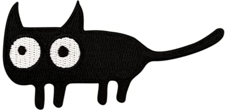Urbanski Patch Lustige süße schwarze Katze zum Aufbügeln 4,5 x 9 cm | Aufnäher Applikation Bügelbild