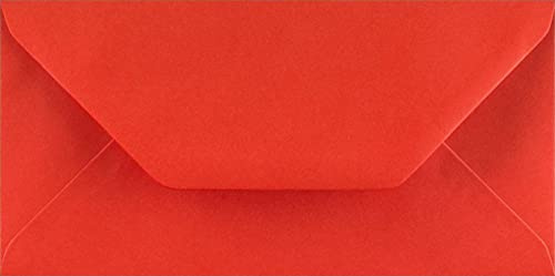 DL (110mm x 220mm) Coloured Envelopes for Greetings Cards Party Invitations & Craft - Pack of 30 (Poppy Red)