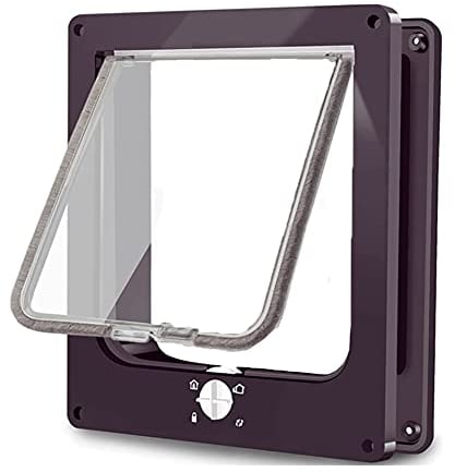 Große Katzenklappe 4 Wege Magnet-Verschluss, Einfache Installation Katzentür Haustiertür, Silent manuelle Hundeklappe Haustierklappe in Wand/Holztür/Upvc innentür(XL,Braun)