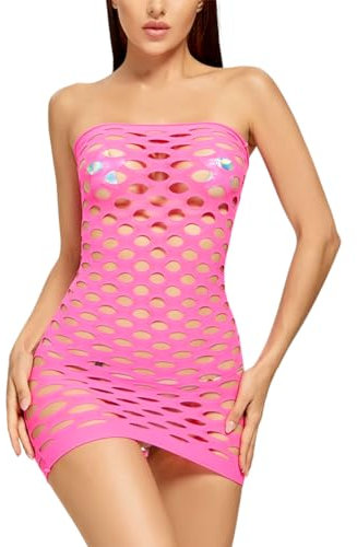 TOYTEM Ensemble de lingerie sexy en résille pour femme, rose, M Plus Tall