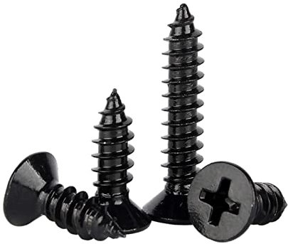 ORANXIN M3 x 20mm 50 Pcs Acier inoxydable 304 Croix Fraisée Vis à bois Plaqué zinc noir Auto forage Tête plate Vis autotaraudeuses