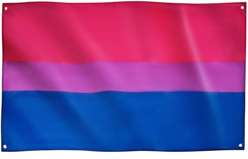 Runesol Bandera Bisexual, 91x152cm, (3ft x 5ft) Bandera Bi, Orgullo, 4 Arandelas, Ojal en Cada Esquina, LGBTQ+, Desfile, Festival, Fiesta, Carnaval, Premium, Interior, Exterior, Colores Vívidos