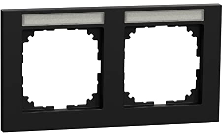 Schneider Electric MEG4021-3603 M-Pure Abdeckrahmen, Schwarz Matt, Rahmen 2-Fach Beschriftungsträger waagrecht