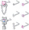 WillTen 20G Nasenpiercing Stecker Rosa Herz Diamant CZ Nasenpiercing Damen Schmetterling Nasenstecker Blume Spiral Chirurgenstahl Piercing Schmuck