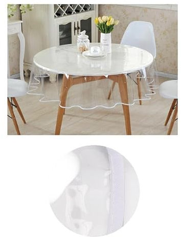 A2ZWORLD Tischdecke aus PVC, transparent, laminierte Tischdecke, wasserdicht, rechteckig oder rund, Schutzfolie aus PVC abwaschbar (rund Durchmesser 140 cm)