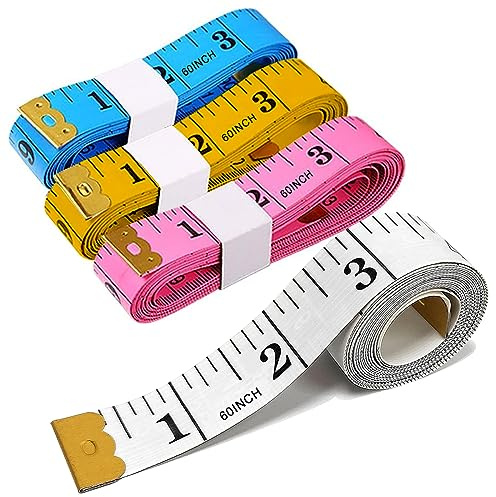 Denipry 4 Pack Dual Sided Body Measuring Tape Measure for Body Soft Flexible White Tape Measure Tailor Ruler Weight Loss Sewing Tailor Craft Dressmaker Cloth Ruler(150cm/60inch)
