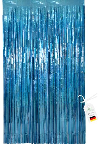 little Birthday Lametta Vorhang Glitzer türkis 1x2m | Party Vorhang, Foto Fotowand Hintergrund, Folien Fransen Deko, Geburtstag Partydeko Silvester Verlobung Muttertag Disco