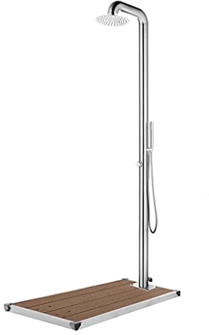 RAUGAJ Gartendusche mit braunem Fuß 230 cm aus Edelstahl, Unterteil Farbe braun