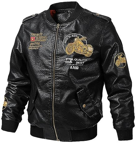 Duohropke Motorrad Jacken Herren Leder Lederjacke Herren Biker Style Held Classic Bikerjacke Übergangsjacke Vintage Kunstlederjacke Mit GüRtel Rockerjacke Revers Rocker Punk Motorradjacke Winterjacke