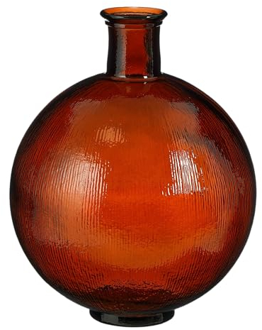 Mica Decorations Firenza Glasflasche - H42 x Ø34 cm - Recyceltes Glas - Dunkelbraun