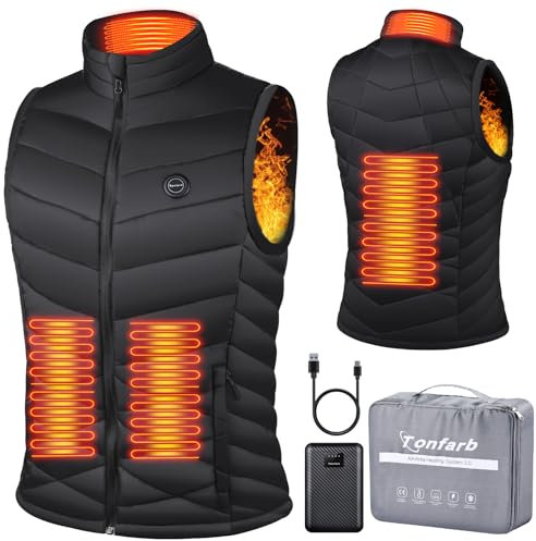 Tonfarb Heated Gilet Womens, Heated Vest Heating Jacket for Women with 10000mAh Battery & 3 Temperature Levels Electric USB Rechargeable Heated Body Warmer Heated Clothing Winter Waistcoat for Outdoor