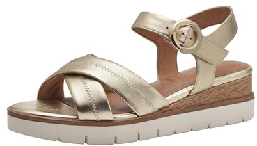 Tamaris Damen Plateau Sandalen Leder Sommer; LIGHT GOLD/metallic; 35 EU