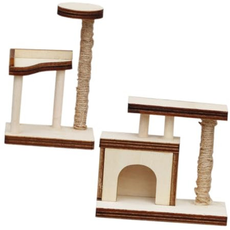 Amosfun 2stücke Miniatur Katzen Klettergerüst Für Teiliges Mit Realistischem Fotorequisit Für Kreative Szenen