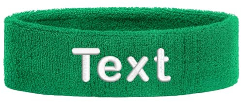 Schweißband Kopf Stirnband Headband Bestickt mit Name/Text Sportband Laufen (Green)