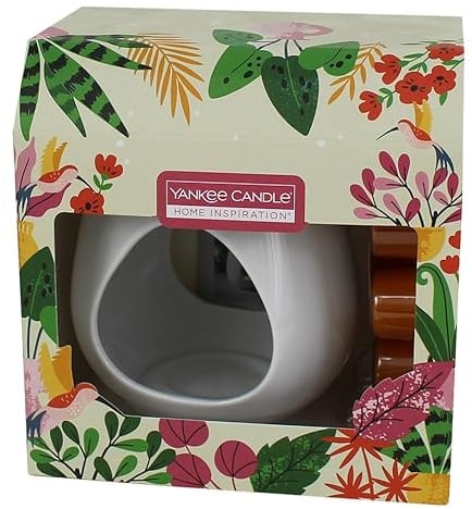 Yankee Candle Gift Set |1 Ceramic Wax Warmer|1 Unscented Tea Light Candle |6 Exotic Fruits Scented Wax Melts