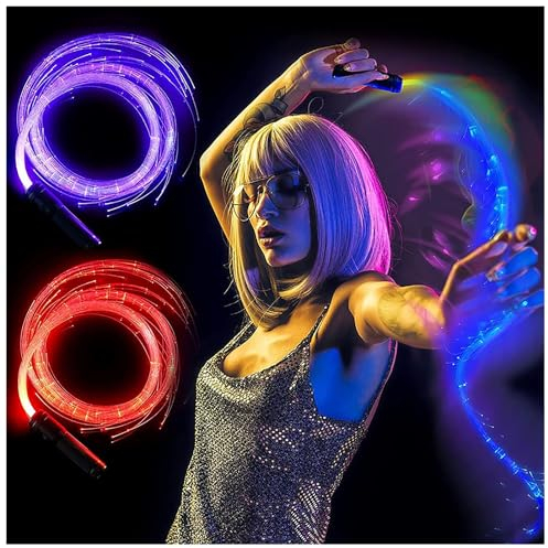 Frusta A Fibra Ottica A LED Frusta Da Ballo Con Luce A Frusta Lunga Con 30 Modalità Di Effetto Colore Girevole A 360° Per Danza, Feste, Spettacoli Di Luci E Festival Musicali EDM