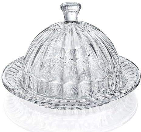 H&D Hyaline&Dora Glass Cake Plate with Dome,5.5in Small Glass Cake Display Plate,Cake Display Server Tray for Kitchen,Birthday Party,Wedding,Baking Gifts or Housewarming Gifts