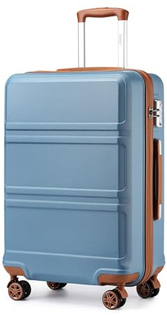 KONO Koffer Trolleys Handgepäck Leicht Hartschalenkoffer Reisekoffer mit 4 Rollen und TSA Schloss, 52x38x21cm, 36Liter, Zwillingsrollen Rollkoffer, ABS+PC Hartschale (Graublau, M)