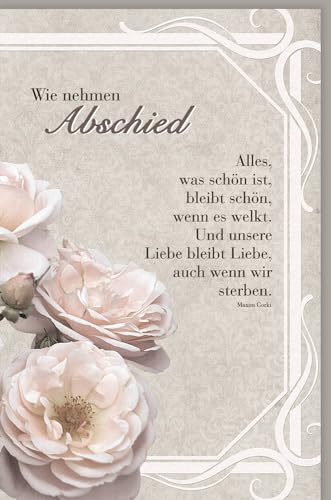 Skorpion Trauerkarte zum Abschied: Stilvolle Beileidskarte aus Naturkarton mit Blumenmotiv für einfühlsame Anteilnahme und Gedenken - mit Umschlag