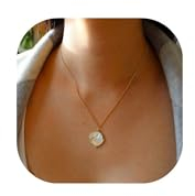 TINGN Halskette Damen Gold Perlenkette - Goldkette mit Weiße Süßwasserperlen Anhänger Frauen | Perlenkette Mädchen | Perlen Halskette Damen | Personalisierte Geschenke für Frauen Freundin Modeschmuck