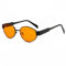 WDZAYXC Retro oval Metall modische Sonnenbrille für Damen Herren, UV-Schutz(Schwarz/Orange)