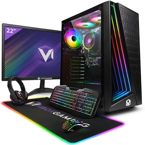 VIBOX VI-150 PC Gamer Complet • 22 Écran • AMD Ryzen 3 3200G 4,0 GHz • Radeon Vega 8 • 8 Go RAM • 480 Go SSD • Linux OS • WiFi