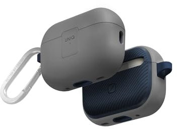 Uniq Clyde Airpods Pro 2nd Generation Hülle (Grau/Marineblau) mit Schloss