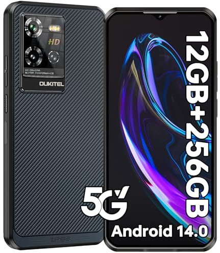 OUKITEL WP50(2024) Movil Resistente 5G, Android 14 Telefono Móvil Irrompible 16GB+256 GB/2TB, 6.6 HD+ Móvil Todoterreno, Cámara 48MP, 6500mAh Batería, Dual SIM/IP68/GPS/Fingerprint/Face ID/NFC/OTG