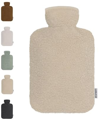 Ølav North Wärmflasche mit Teddybezug, Inkl. Geschenkverpackung, 1.8 Liter, Beige, Hergestellt aus nachhaltigen Materialien, Geschenk für Frauen, Freundin