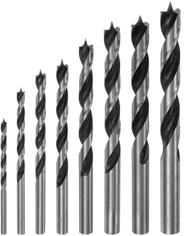 QUARKZMAN 1 Satz Holzbohrer 3/4/5/6/7/8/9/10mm Durchmesser Gerader Rund Schaft Bohrer Metrisch Brad Point Spiral Twist Bohrer für Schreiner Holzbearbeitung Kunststoff Gummi