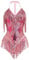 Odizli Festival Outfit Damen Sommer Sexy V Neck Glitzer Pailletten Sterne Fransen Body Bodysuit Minikleid Konzert Rave Techno Pole Dance Party Cowgirl Kost�m Fasching Karneval Faschingskost�me Rosa L