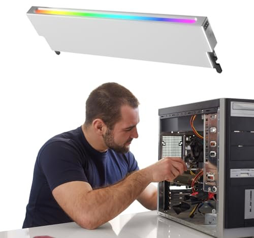 Fiorky Desktop Computer RAM Heatsink 5V 3PIN ARGB AURA Sync Aluminum Alloy Universal Memory Heat Sink DDR3 DDR4 DDR5 Heat Spreader Cooler for Desktop Computer PC Memory