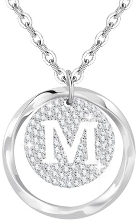 Tusuzik Valentinstagsgeschenk für Sie: Personalisierte Halskette mit A-Z Initialen aus 925 Sterling Silber und Cubic Zirkonia. Ein verstellbarer Schmuck für Frauen, Freundinnen oder Mütter.
