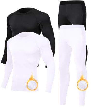 Towintec Ropa Interior Térmica Hombre Ropa Interior de esquí Frio Conjunto Termico Invierno Pantalones Interior con Forro Polar Termicos Camiseta Térmica para Ciclismo Running Esquí Negro