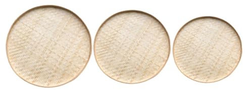 FRCOLOR 3piezas Cesta De Bambú Tejida Plato Decorativo para Recoger Color Bambú