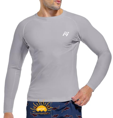 MEETWEE Herren Rash Guard Rash Vest Männer Langarm/Kurzarm UV Schutz T-Shirt Tops UPF 50+ Schnelltrocknend für Schwimmen Surfen Wassersport