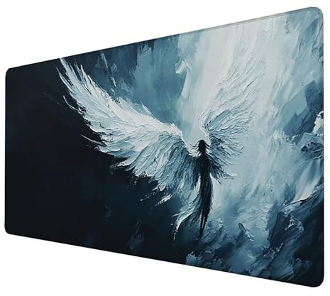 Tapis de Souris XXL 1600x800x3mm de Jeu Etendu Large Durable, Grand Tapis Souris Gamer Imperméable (Ange) Grande Protection de Bureau étendue, pour la Maison, Le Bureau, la Salle de Jeux (Noir) N-B-V