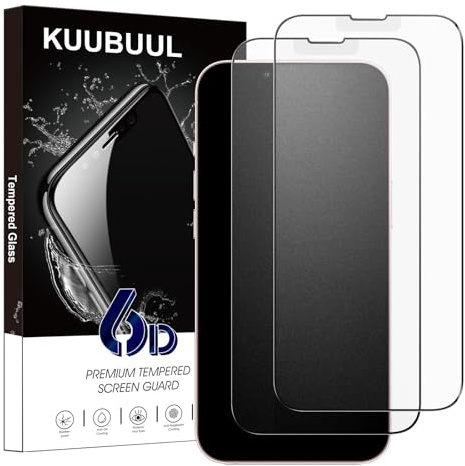 KUUBUUL Verre Trempé Mat pour iPhone 13/13 Pro/iPhone 14 6,1 Pouces, 2 Pièces Protection D'écran Matte, Anti-Reflet et Anti-Traces de Doigts, Dureté 9H Antichoc Anti Rayure
