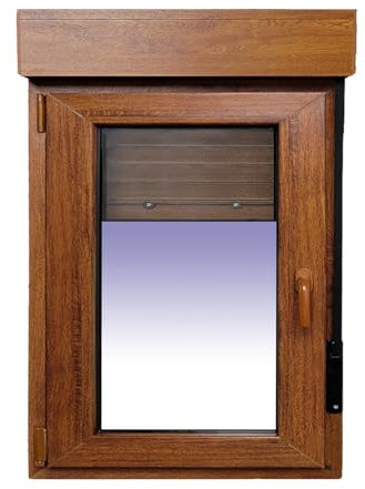 Ventanastock Ventana PVC Roble 800X1155 Practicable Oscilobatiente Izquierda 1 hoja con Persiana PVC