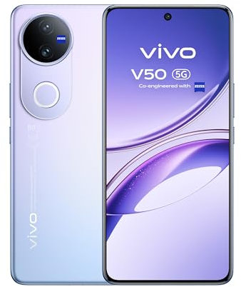 VIVO V50 5G, Smartphone 12+12 GB RAM + 512GB, Cámara Profesional ZEISS 50+50 MP, 6000mAh, Cámara vídeo 4K, FlashCharge 90W, Pantalla AMOLED 6.77, IP69 Frente a Polvo y Agua, Móvil Android 15